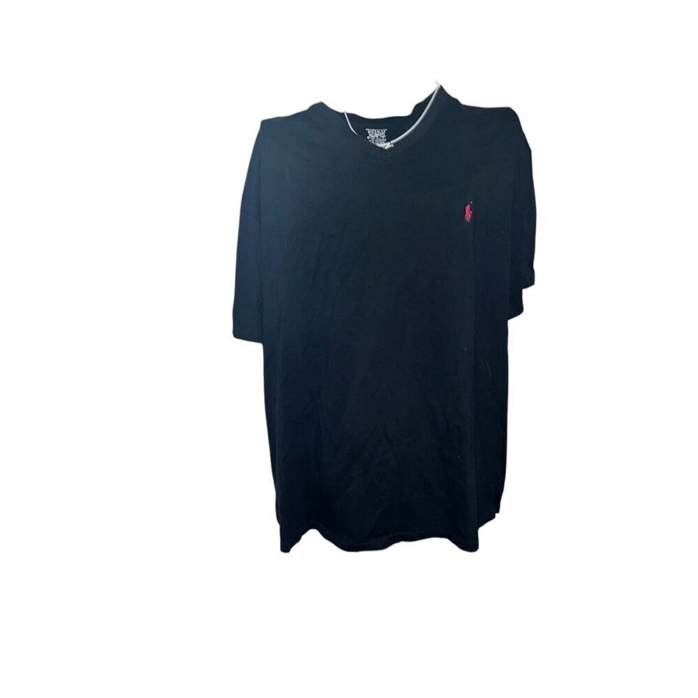 POLO Ralph Lauren Men's Black Classic Fit Crew Neck T-Shirt, red Logo Classic Fi